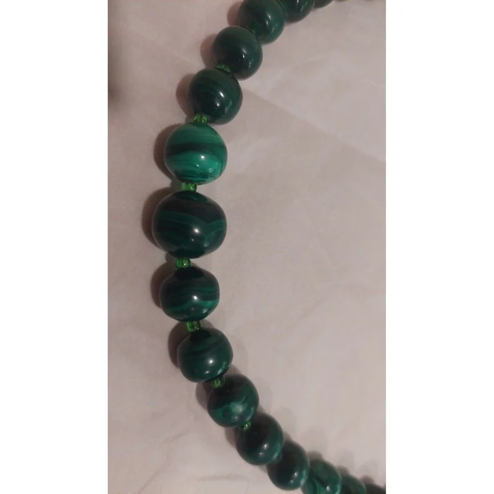 Graduated Malachite Beaded Necklace 18